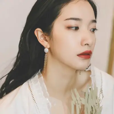 Handmade Pearl Leaf Earrings for Women 14K Gold