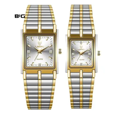 Liebig Gold Square Watch for Men Women Quartz Steel Band