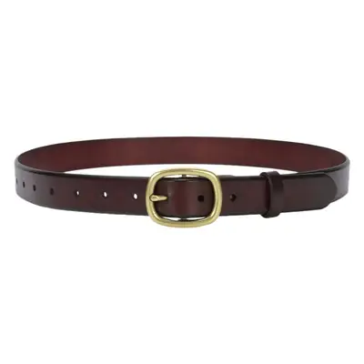 Women's Brown Leather Belt with Gold Buckle