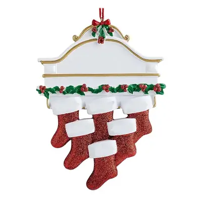 Christmas Socks with Nameplate and Resin Decor