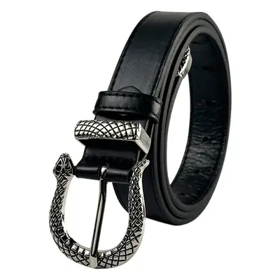 Black Snake Belt for Women Luxury Decorative Strap