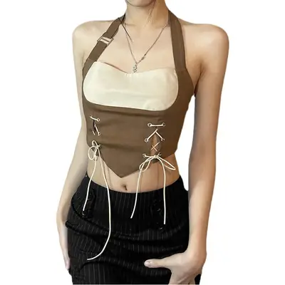 Women's Slim Fit Contrast Top with Lace Trim