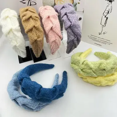 Blue Korean Style Wool Headband for Women