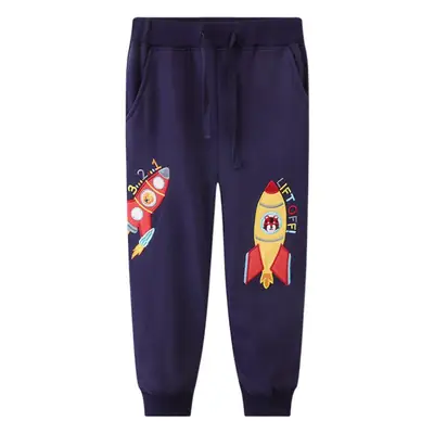Kids Rocket Print Sweatpants Navy Blue 2025