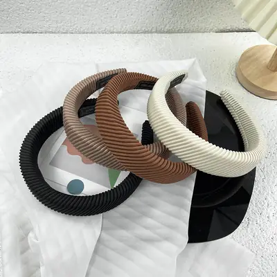 New Coarse Twill Sponge Headband Black Brown White
