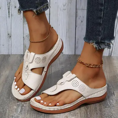 Women's Black Wedge Sandals Spring Summer Beach Slippers
