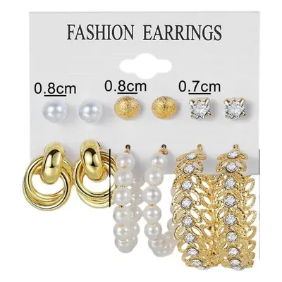 Golden Square Geometric Earrings Set 6-Piece