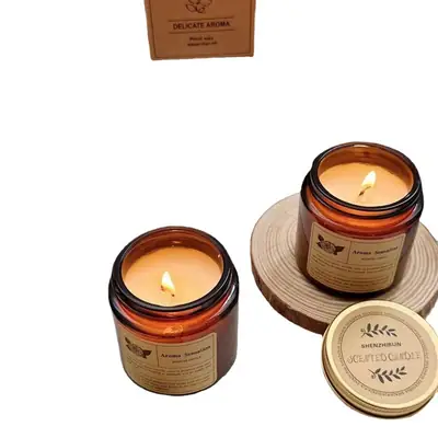 Cross-border e-commerce soybean wax creative candle aromatherapy Brown cup glass jar 35g wax heavy aromatherapy candle wholesale