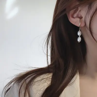 Natural Freshwater Pearl Earrings for Women 14K Gold