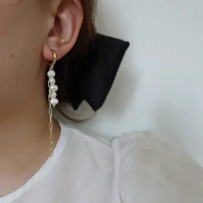 Women's Sterling Silver Pearl Tassel Earrings