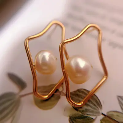 French Baroque Pearl Earrings Gold Plated