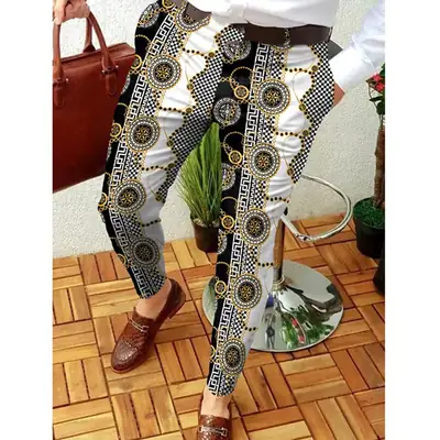 2026 Plaid Slim Fit Men's Trousers European American