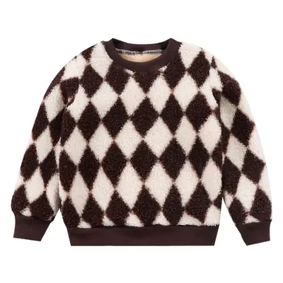 Children's Green Diamond Velvet Sweatshirt Autumn Winter Boys Girls