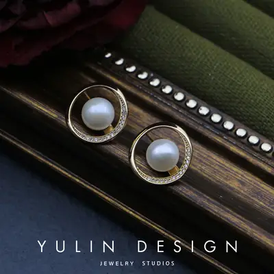 Freshwater Pearl Hollow Diamond Earrings S925 Silver