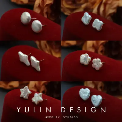 925 Sterling Silver Natural Freshwater Heart Earrings