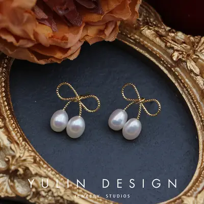 S925 Silver Sweet Bow Pearl Earrings for Women