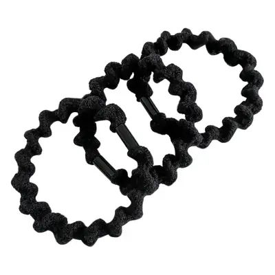 Black Rubber Band Hair Tie for Girls, 20 Pcs, High Ponytail, Leather Case