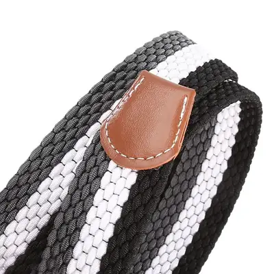 Ladies Canvas Belt with Leather Strap & Metal Buckle