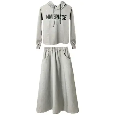 Women Long Sweater Dress Grey Loose Fit Large