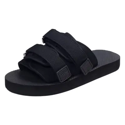 Black Velcro Sandals for Men Outdoor Flats