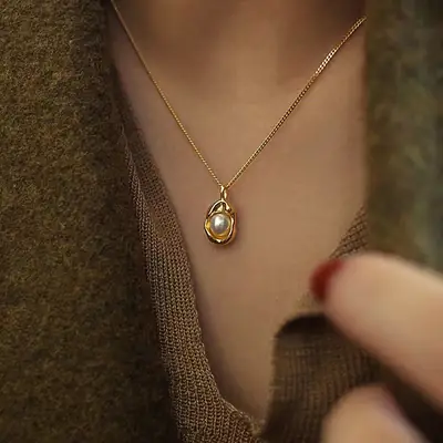 14K Gold Pearl Necklace for Women