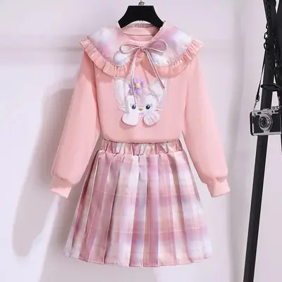 Girls Purple Bunny Hoodie Sweatshirt Set