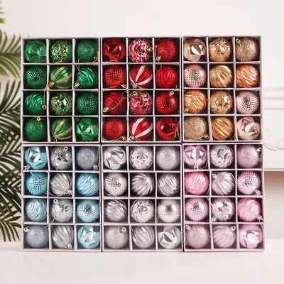 Red Cross-Border Christmas Tree Decor Balls Set