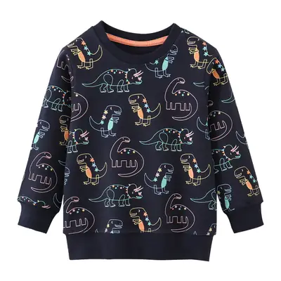 Kids Long Sleeve Cartoon Elephant Sweater Black