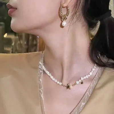 Two-Wear Pearl Earrings European American Twist Design
