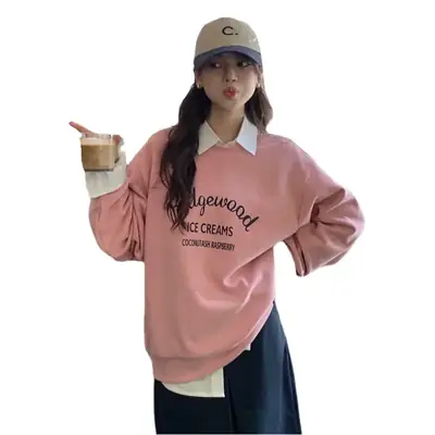 Women Printed Long Sleeve Sweater Gray American Style