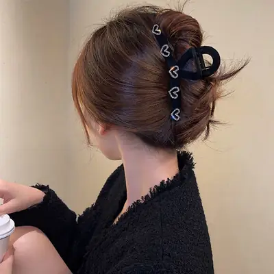Love Rhinestone Hair Clip for Women High Ponytail Back