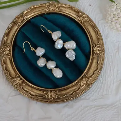 White Rose Petal Pearl Earrings for Women