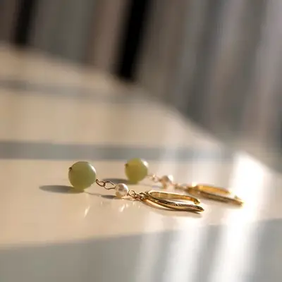 Natural Hetian Jade 8mm Ear Hooks Earrings