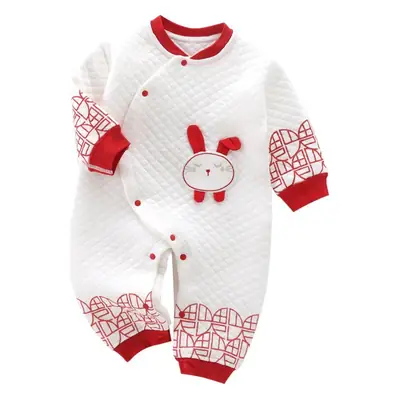 Baby Rabbit Winter Cotton Jumpsuit White Red