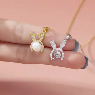 2022 Korean Style Pearl Rabbit Pendant Set