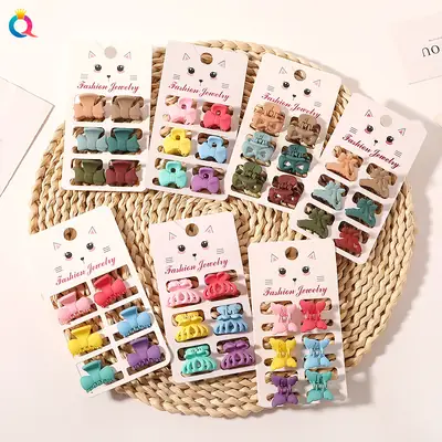 Cat Design Mini Hair Clips Morandi Color 6 Pack