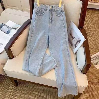 Vintage Denim Long Pants Autumn Women High Waist Slimming