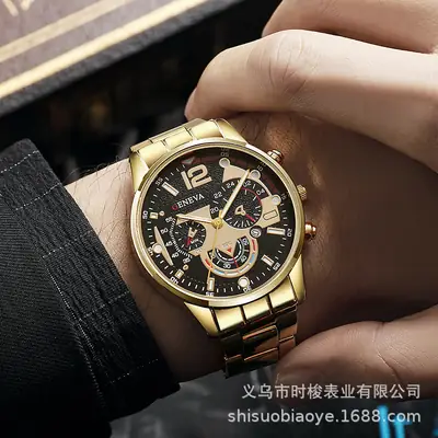 men's steel belt calendar quartz watch sports luminous pointer quartz watch men's watch