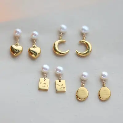 Pearl Heart Earrings Gold Plated for Women
