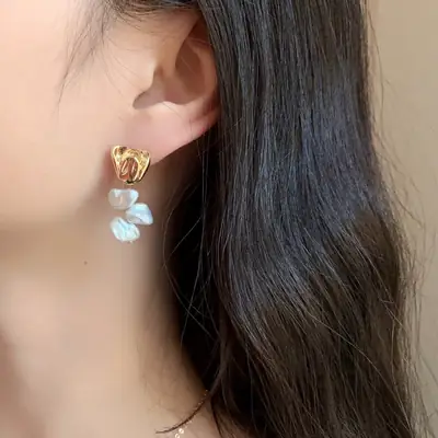 Sunset Rose Vintage Pearl Earrings Set