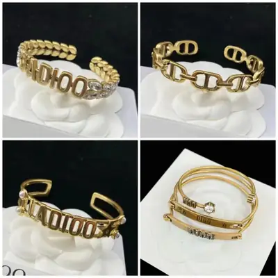 Dior Family Brass Letter Open Bracelet Gold