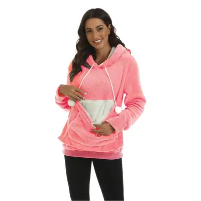 Gray Fleece Hooded Sweatshirt with Large Pocket
