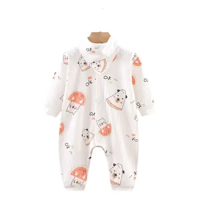 Baby Dinosaur Long Sleeve Romper White Cotton