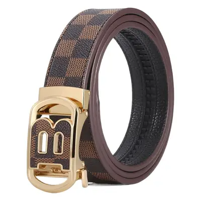 Men's Gold Plated Network Belt with Letter Plaid Design