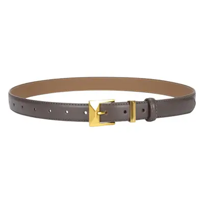 Women's Green Genuine Leather Belt with Gold Buckle