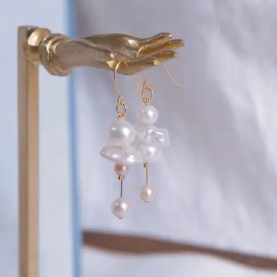 French Pearl Earrings for Women Natural Freshwater
