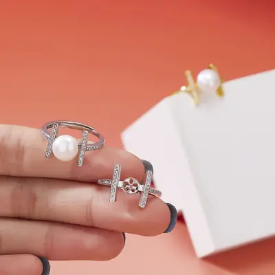 2022 H-Letter Pearl Ring Gold Plated