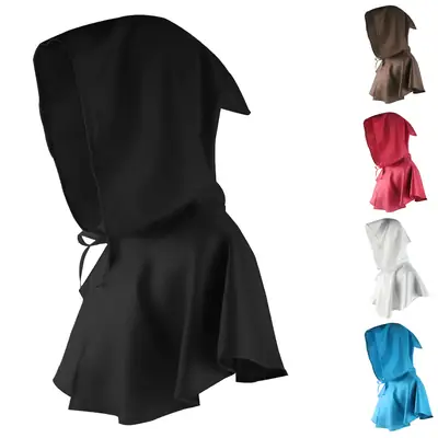 Black Medieval Hooded Cloak Cosplay Costume