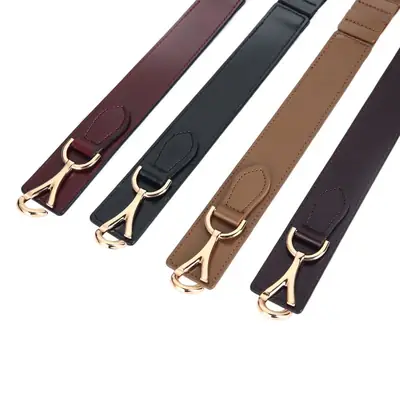 2026 Women's Black Leather Belt with Gold Buckle
