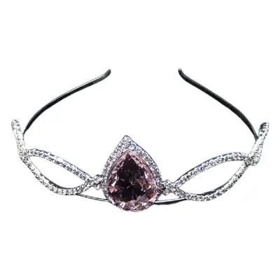 Pink Water Drop Crown Hair Accessory with Rhinestones